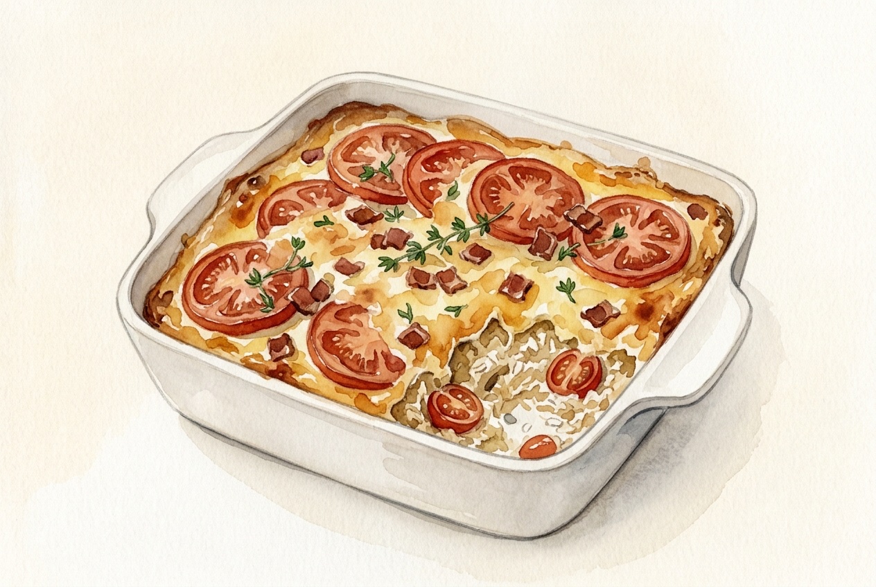 Cheesy Garlic Chicken and Tomato Casserole